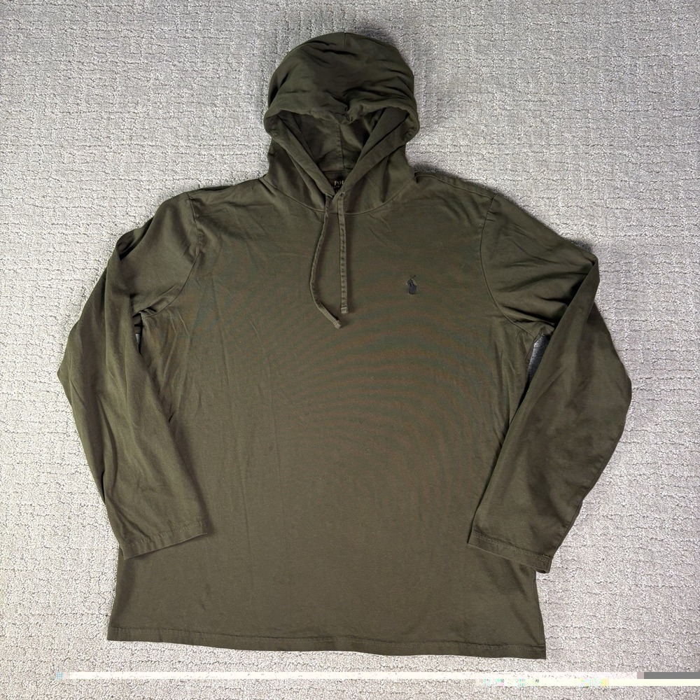 Polo Ralph Lauren Polo Shirt Mens XL Green Hooded Long Sleeve Lightweight Hoodie
